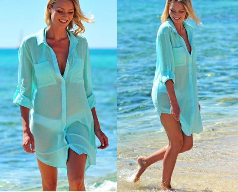 F4814-3 Beach Cover up Green Tunics